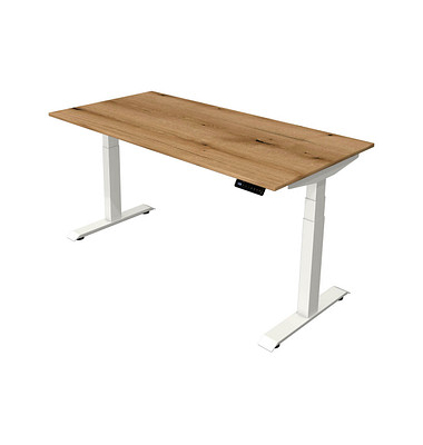 Sitz-Steh-Schreibtisch Move 4, elektrisch höhenverstellbar, 64-129cm (H), 160x80cm (BxT), rechteckig, eiche / weiß