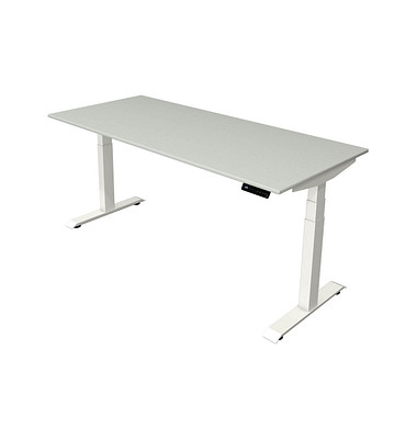 Sitz-Steh-Schreibtisch Move 4, elektrisch höhenverstellbar, 64-129cm (H), 180x80cm (BxT), rechteckig, lichtgrau / weiß