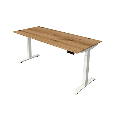 Sitz-Steh-Schreibtisch Move 4, elektrisch höhenverstellbar, 64-129cm (H), 180x80cm (BxT), rechteckig, eiche / weiß