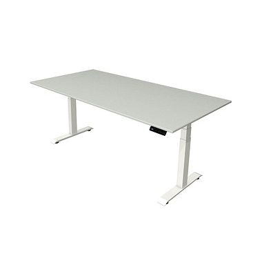Sitz-Steh-Schreibtisch Move 4, elektrisch höhenverstellbar, 64-129cm (H), 200x100cm (BxT), rechteckig, lichtgrau / weiß