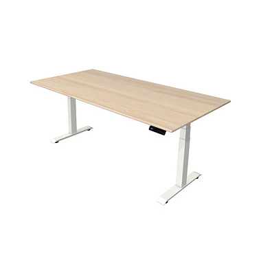 Sitz-Steh-Schreibtisch Move 4, elektrisch höhenverstellbar, 64-129cm (H), 200x100cm (BxT), rechteckig, ahorn / weiß