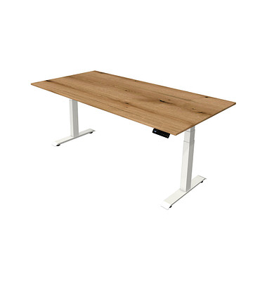Sitz-Steh-Schreibtisch Move 4, elektrisch höhenverstellbar, 64-129cm (H), 200x100cm (BxT), rechteckig, eiche / weiß