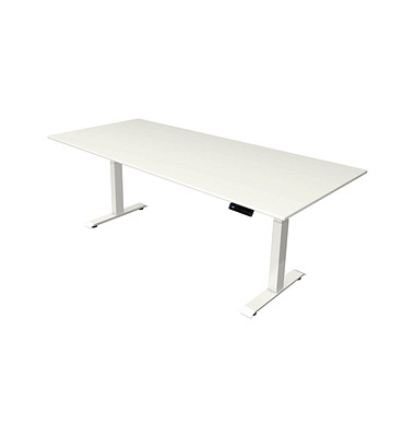 Sitz-Steh-Schreibtisch Move 4, elektrisch höhenverstellbar, 64-129cm (H), 225x100cm (BxT), rechteckig, weiß / weiß