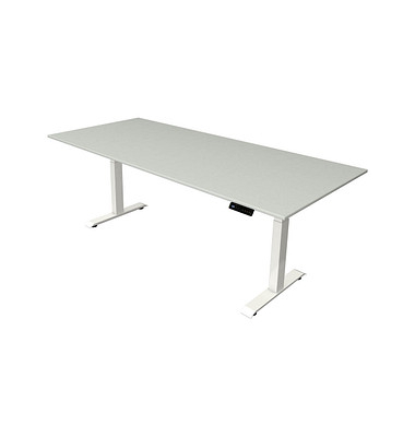 Sitz-Steh-Schreibtisch Move 4, elektrisch höhenverstellbar, 64-129cm (H), 225x100cm (BxT), rechteckig, lichtgrau / weiß