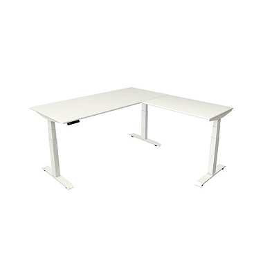 Sitz-Steh-Schreibtisch Move 4, elektrisch höhenverstellbar, 64-129cm (H), 180x180cm (BxT), rechteckig, weiß / weiß