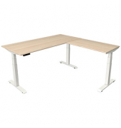 Sitz-Steh-Schreibtisch Move 4, elektrisch höhenverstellbar, 64-129cm (H), 180x180cm (BxT), rechteckig, ahorn / weiß