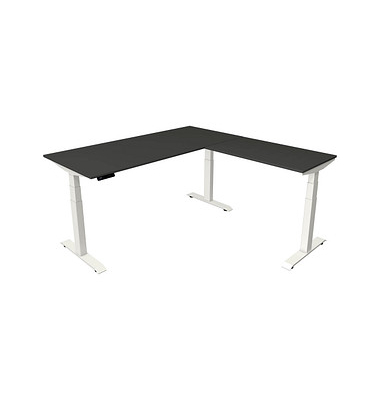 Sitz-Steh-Schreibtisch Move 4, elektrisch höhenverstellbar, 64-129cm (H), 180x180cm (BxT), rechteckig, anthrazit / weiß