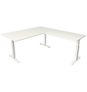 Sitz-Steh-Schreibtisch Move 4, elektrisch höhenverstellbar, 64-129cm (H), 200x220cm (BxT), rechteckig, weiß / weiß