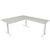 Sitz-Steh-Schreibtisch Move 4, elektrisch höhenverstellbar, 64-129cm (H), 200x220cm (BxT), rechteckig, lichtgrau / weiß