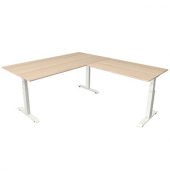Sitz-Steh-Schreibtisch Move 4, elektrisch höhenverstellbar, 64-129cm (H), 200x220cm (BxT), rechteckig, ahorn / weiß