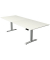 Sitz-Steh-Schreibtisch Move 4, elektrisch höhenverstellbar, 64-129cm (H), 250x100cm (BxT), rechteckig, weiß / silber