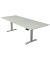 Sitz-Steh-Schreibtisch Move 4, elektrisch höhenverstellbar, 64-129cm (H), 250x100cm (BxT), rechteckig, lichtgrau / silber