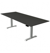 Sitz-Steh-Schreibtisch Move 4, elektrisch höhenverstellbar, 64-129cm (H), 250x100cm (BxT), rechteckig, anthrazit / silber