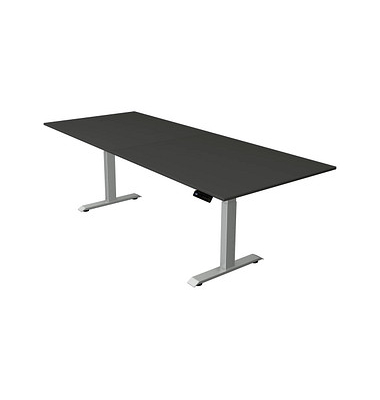 Sitz-Steh-Schreibtisch Move 4, elektrisch höhenverstellbar, 64-129cm (H), 250x100cm (BxT), rechteckig, anthrazit / silber