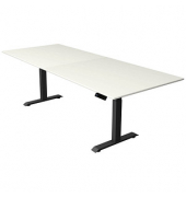 Sitz-Steh-Schreibtisch Move 4, elektrisch höhenverstellbar, 64-129cm (H), 250x100cm (BxT), rechteckig, weiß / anthrazit