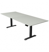Sitz-Steh-Schreibtisch Move 4, elektrisch höhenverstellbar, 64-129cm (H), 250x100cm (BxT), rechteckig, lichtgrau / anthrazit