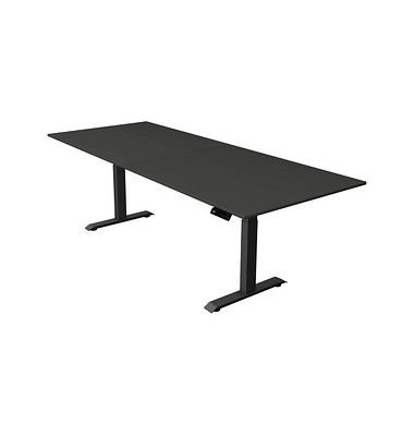 Sitz-Steh-Schreibtisch Move 4, elektrisch höhenverstellbar, 64-129cm (H), 250x100cm (BxT), rechteckig, anthrazit / anthrazit