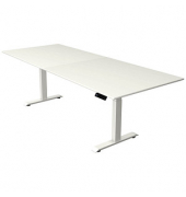 Sitz-Steh-Schreibtisch Move 4, elektrisch höhenverstellbar, 64-129cm (H), 250x100cm (BxT), rechteckig, weiß / weiß