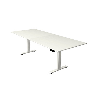 Sitz-Steh-Schreibtisch Move 4, elektrisch höhenverstellbar, 64-129cm (H), 250x100cm (BxT), rechteckig, weiß / weiß