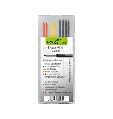 Pica Pica-Dry Fallminen 4x graphit, 2x rot, 2x gelb 2,8 mm,