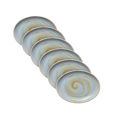 6 HEART & SOUL Servierplatten Perfect Match Breeze blau 25,0 x 19,0 cm