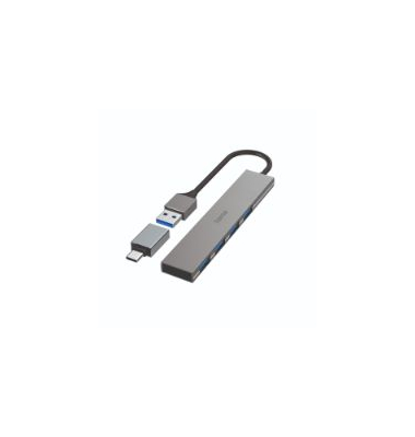 Hama USB-Hub, 4 Anschlüsse, anthrazitgrau