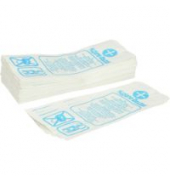 Hygienebeutel BGD1004, blaufe Schrift, weiß, offen