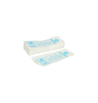 Hygienebeutel BGD1004, blaufe Schrift, weiß, offen