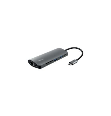 7-in-1-USB-C-Multiport-Adapter Trust 23675, Dalyx, Aluminium, schwarz
