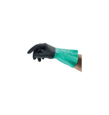Arbeitshandschuhe AlphaTec, Nitril, grün/grau, Größe 8 / M