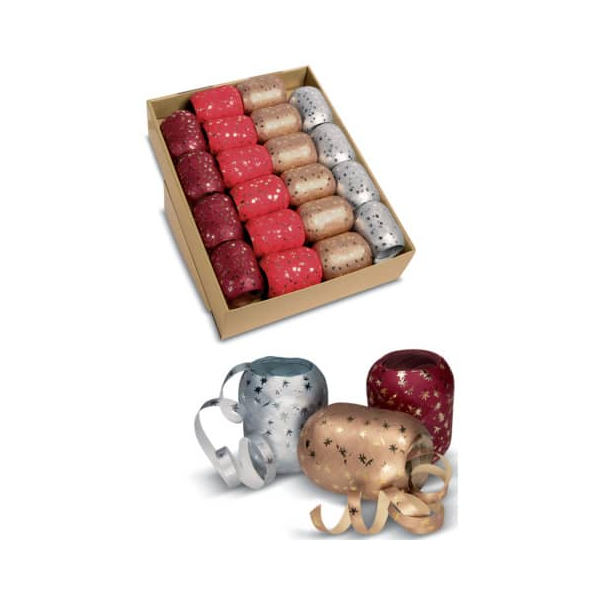 20 Stück Präsent Geschenkband 1218-099, Sterne, 8mm x  bordo/rot/gold/silber sortiert sortiert 4009236074997 Head