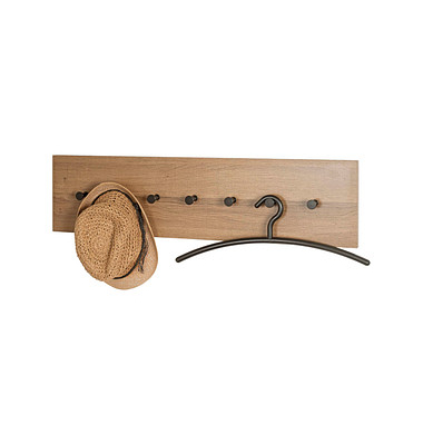 HAKU Möbel Wandgarderobe 37146 eiche Metall 7 Haken 89,0 x 20,0 cm