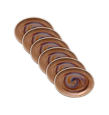 6 HEART & SOUL Servierplatten Perfect Match Oyster braun 25,0 x 19,0 cm