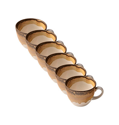 6 HEART & SOUL Kaffeetassen Perfect Match Cumin hellbraun 0,21 l