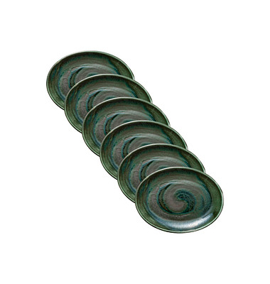 6 HEART & SOUL Servierplatten Perfect Match Avocado grün 25,0 x 19,0 cm