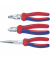 Zangen-Set inkl. Kombizange, Seitenschneider, Flachrundzange mit Schneide rot/blau