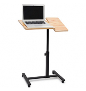 Computertisch 10019333_48, höhenverstellbar 58-95cm (H), 60x40,5cm (BxT), hellbraun / schwarz