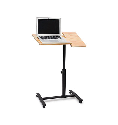 Computertisch 10019333_48, höhenverstellbar 58-95cm (H), 60x40,5cm (BxT), hellbraun / schwarz