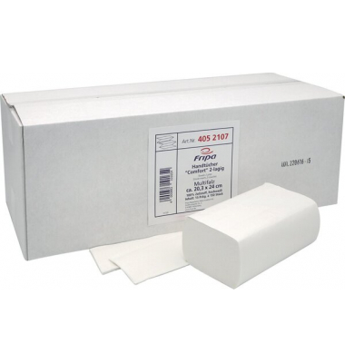 Falthandt&uuml;cher Comfort 4052107, 24x20,3cm, 2-lagig, Zickzack (V-Falz), hochwei&szlig;, Tissue
