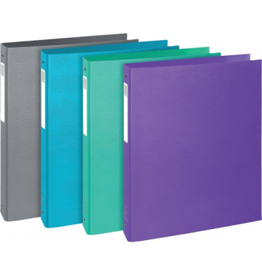 Ringbuch Teksto 51654E, A4 4 Ringe 30mm Ring-&Oslash; Karton grau