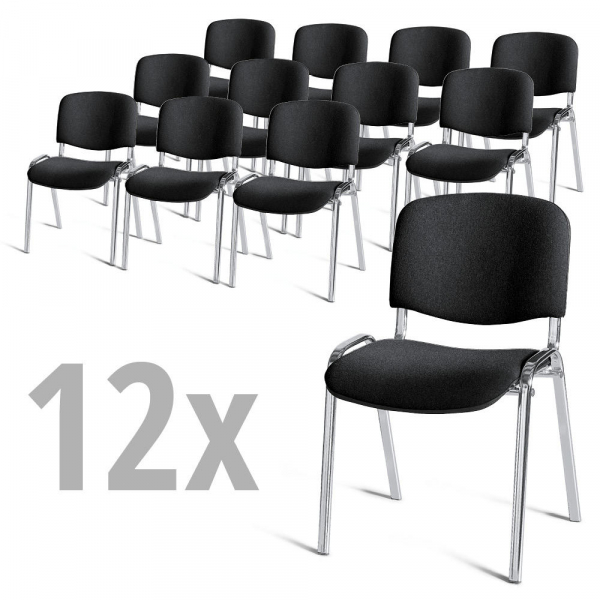 4251635601506 - Besucherstuhl-Set ISO schwarz chrom ohne Armlehnen 4-Fuß-Gestell 4251635601506 12 Stück 4251635601506 - Besucherstuhl-Set ISO schwarz chrom ohne Armlehnen 4-Fuß-Gestell 4251635601506 12 Stück