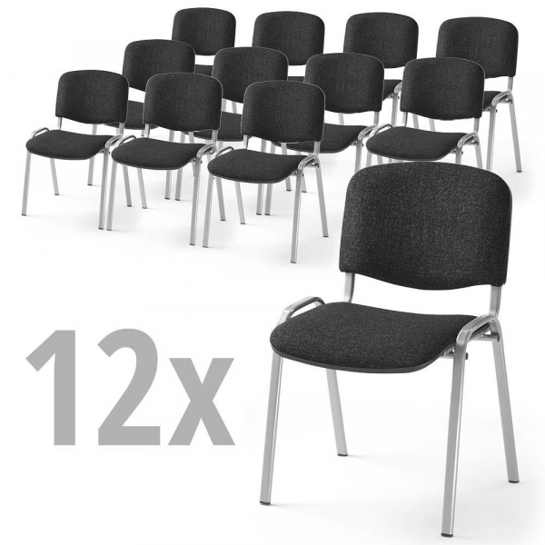 4251635602886 - Besucherstuhl-Set ISO anthrazit-meliert silber ohne Armlehnen 4-Fuß-Gestell 4251635602886 12 Stück 4251635602886 - Besucherstuhl-Set ISO anthrazit-meliert silber ohne Armlehnen 4-Fuß-Gestell 4251635602886 12 Stück