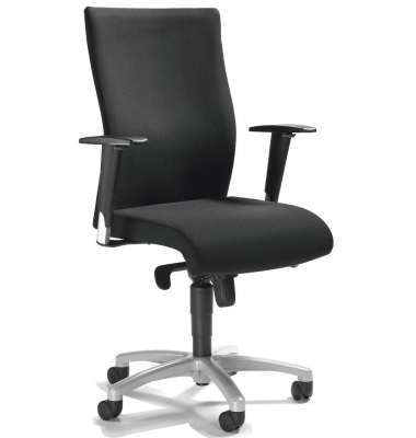 Bürodrehstuhl PROFI ART, schwarz / silber, mit verstellbaren Armlehnen, bis 110kg, ohne Kopfstütze