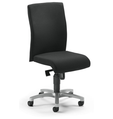 Bürodrehstuhl PROFI ART, schwarz / silber, bis 110kg, ohne Kopfstütze
