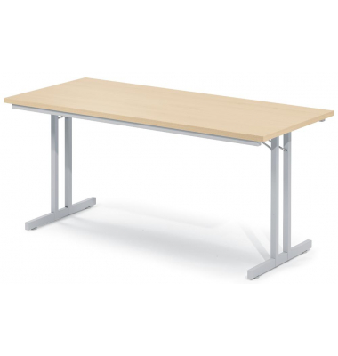 Klapptisch MODUL, 160x70cm (BxT), 72cm (H), Holz, rechteckig, ahorn / silber