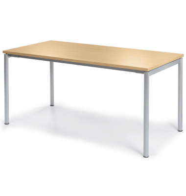 Konferenztisch MODUL, 74,5cm (H), 160x80cm (BxT), 4 Personen, rechteckig, buche / silber