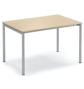 Konferenztisch MODUL, 74,5cm (H), 120x80cm (BxT), 4 Personen, rechteckig, ahorn / silber