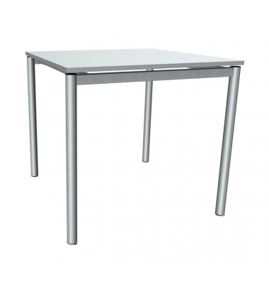 Konferenztisch MODUL, 74,5cm (H), 80x80cm (BxT), 4 Personen, quadratisch, lichtgrau / silber