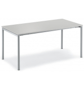 Konferenztisch MODUL, 74,5cm (H), 120x80cm (BxT), 4 Personen, rechteckig, lichtgrau / silber