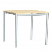 Konferenztisch 272822, 74,5cm (H), 80x80cm (BxT), 4 Personen, quadratisch, ahorn / silber
